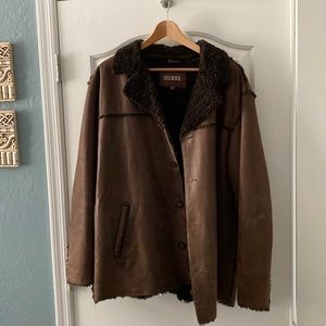 Guess leather and Sherpa jacket EUC